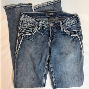 Silver Jeans Medium Wash Aiko Low Straight Leg Jeans Women’s Size W27/L32